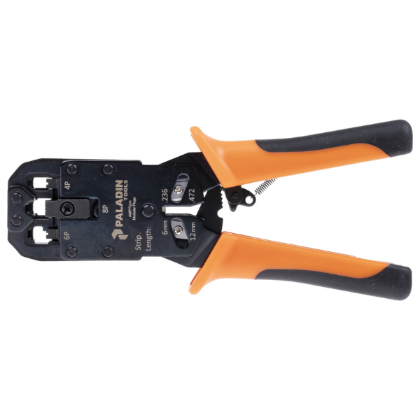 RJ45 Professional Heavy Duty Crimping tool for RJ45/RJ12 Regular and end-pass-through connectors.