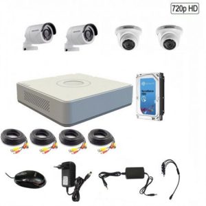 Hikvision 4 cctv color day with 4 Channel DVR Machine Ds 7100 series 100m cable