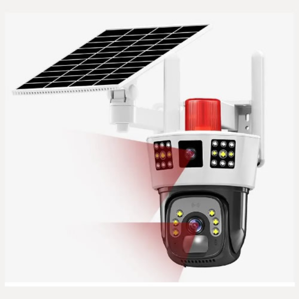 V380 4G Solar Dual Lens Camera with siren
