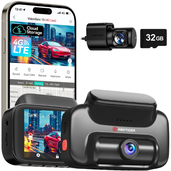 4G LTE Dash Cam Front and Rear,Remote Live Stream App, 30-Day Cloud Storage, 2.5K…