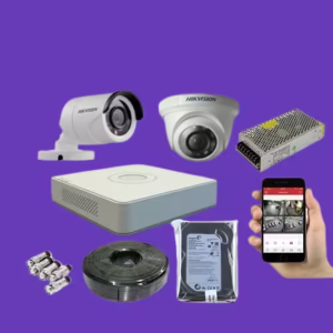 Hikvision 2 cctv color day with 4 Channel DVR Machine Ds 7100 series 50m cable