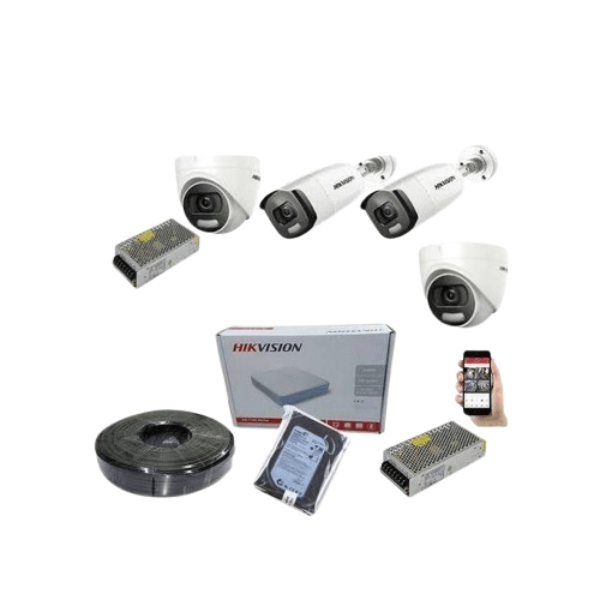 Hikvision 4 CCTV 1080P Smart Hybrid 4 channel DVR series with 100m coaxial cable
