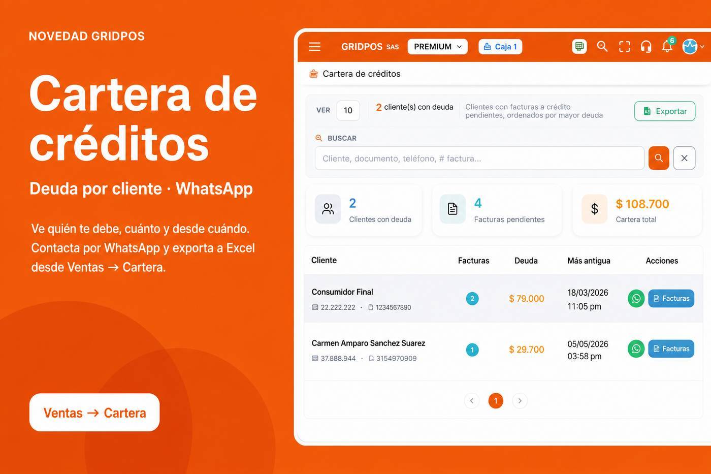 Nueva Cartera de créditos: ve quién debe, cuánto y cobra más fácil