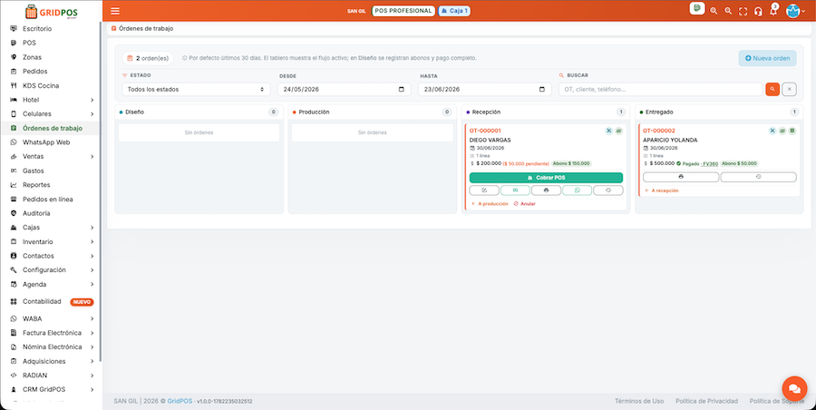 Tablero Kanban de Órdenes de Trabajo