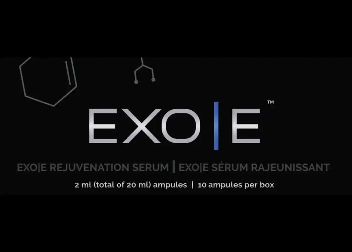 Imagen del producto EXO|E REJUVENATION SERUM con texto: 'EXO|E REJUVENATION SERUM | EXO|E SÉRUM RAJEUNISSANT – 2 ml (total de 20 ml) | 10 ampoules per box'