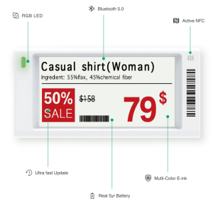 2.13 inch 4 Color e Ink Digital Price Tag