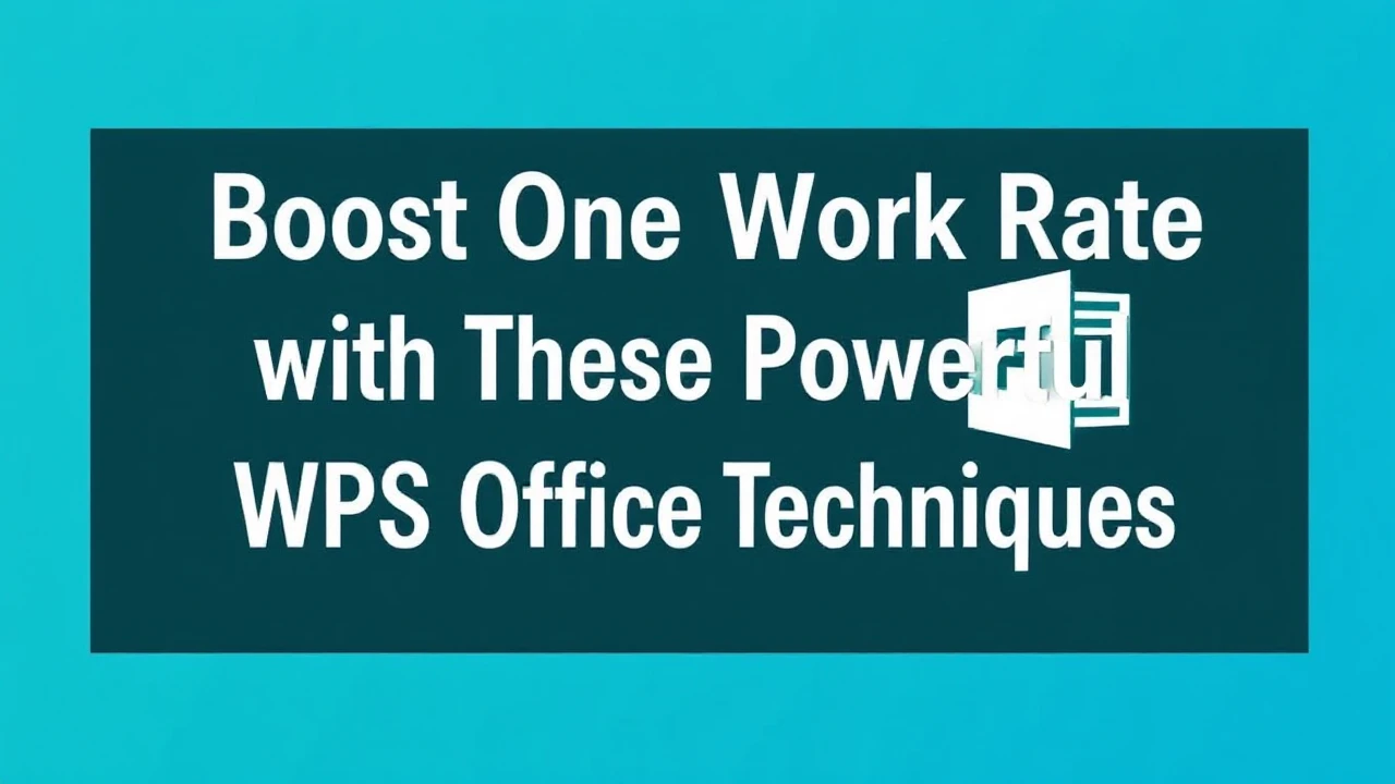 Boost One's Work Rate with These Powerful WPS Office Techniques