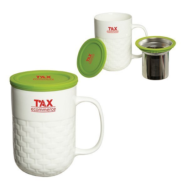 Porcelain Custom Tea Mug w/ Strainer