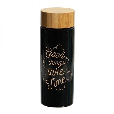 Bamboo Lid Custom Stoneware Bottle