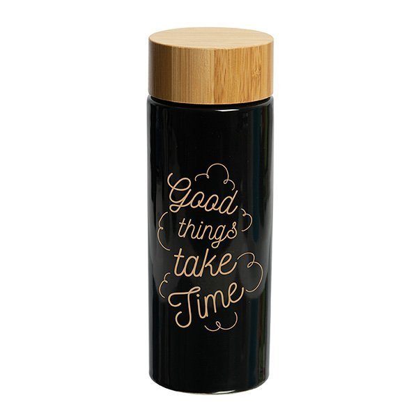 Bamboo Lid Custom Stoneware Bottle - 11.5 oz.