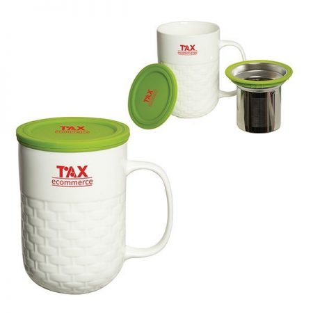 Porcelain Custom Tea Mug w/ Strainer