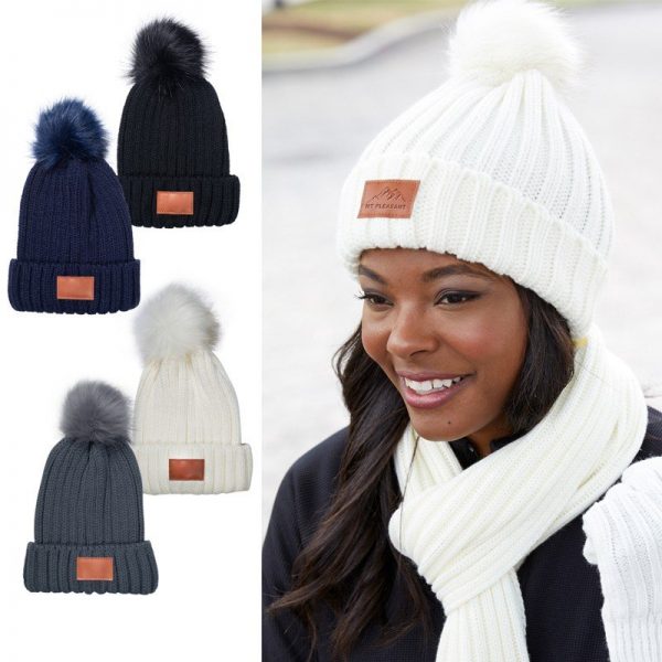 Leeman Custom Rib Knit Beanie w/ Fur Pom Pom