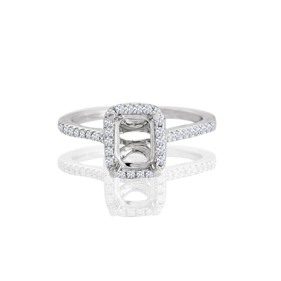 Nancy Emerald Halo Engagement Ring