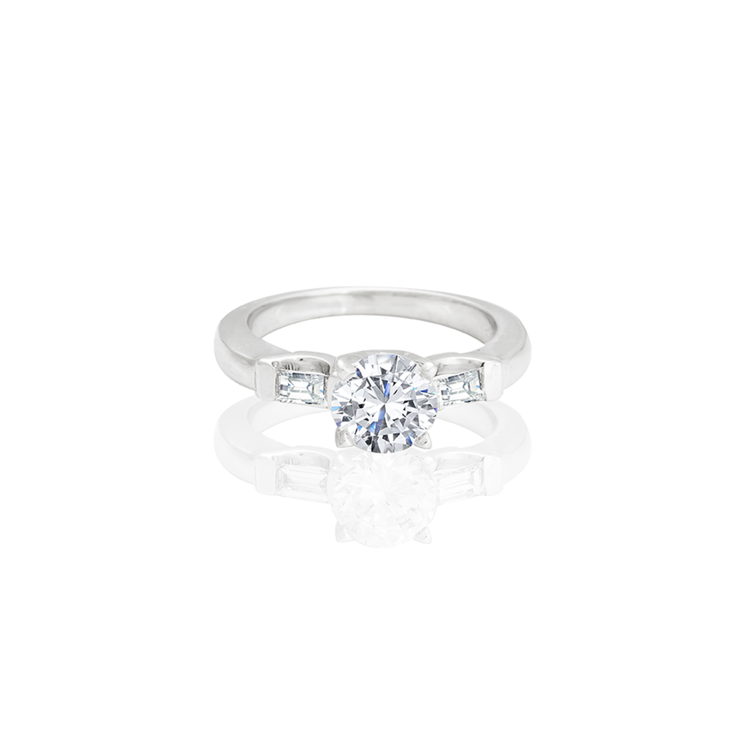 Brianna Three Stone Baguette Engagement Ring