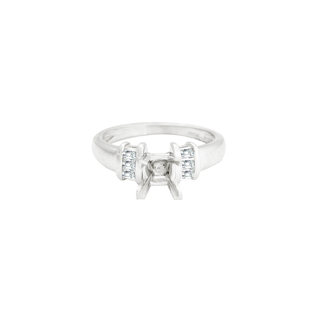 Darcy Round Center Baguette Accent Engagement Ring
