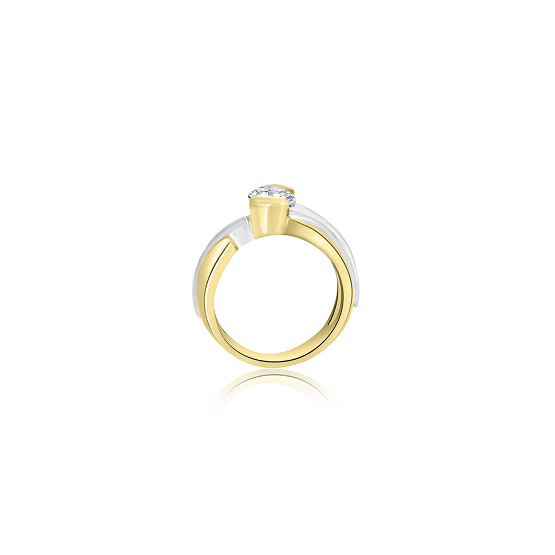 Caroline Half Bezel Round Solitaire Engagement Ring