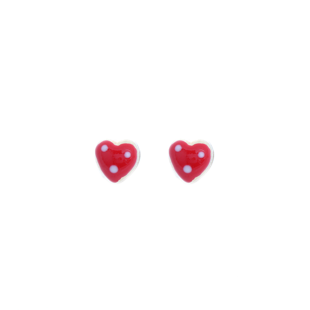 Ambreen Puffed Heart Red Earrings