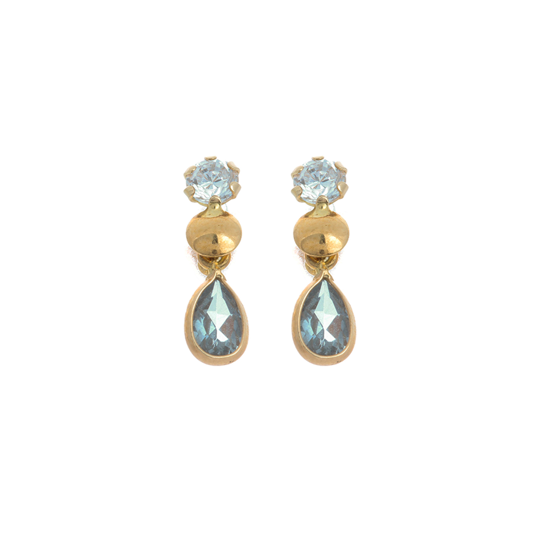 Heidi Gold Cubic & Aqua Drop Earrings