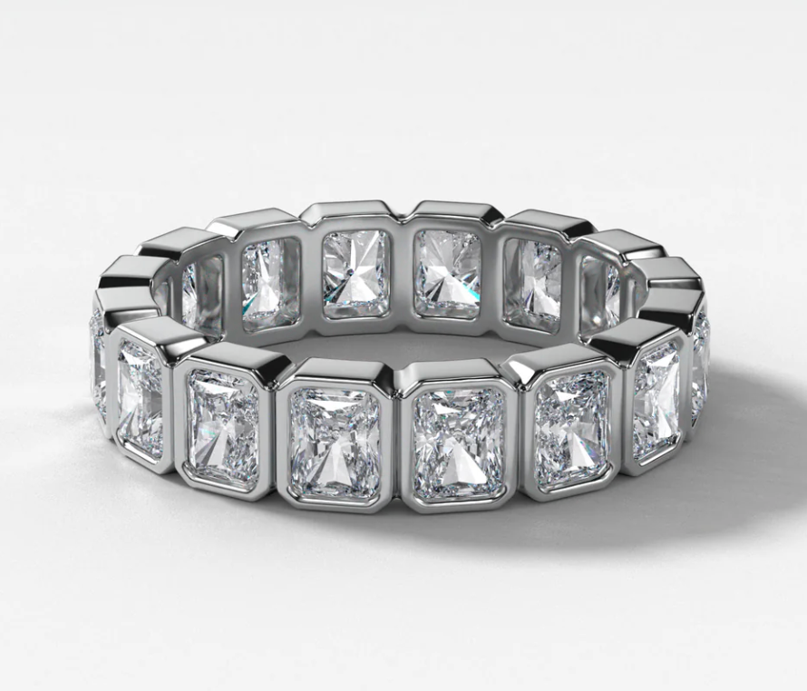Platinum Natural Radiant Bezel Set Eternity Band (6.35 ct tw.)