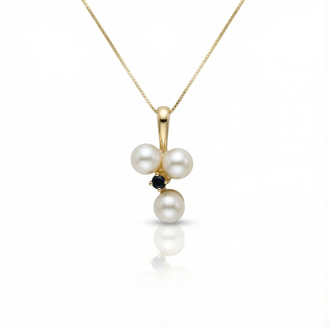 Ibiha Triple Pearl Sapphire Necklace