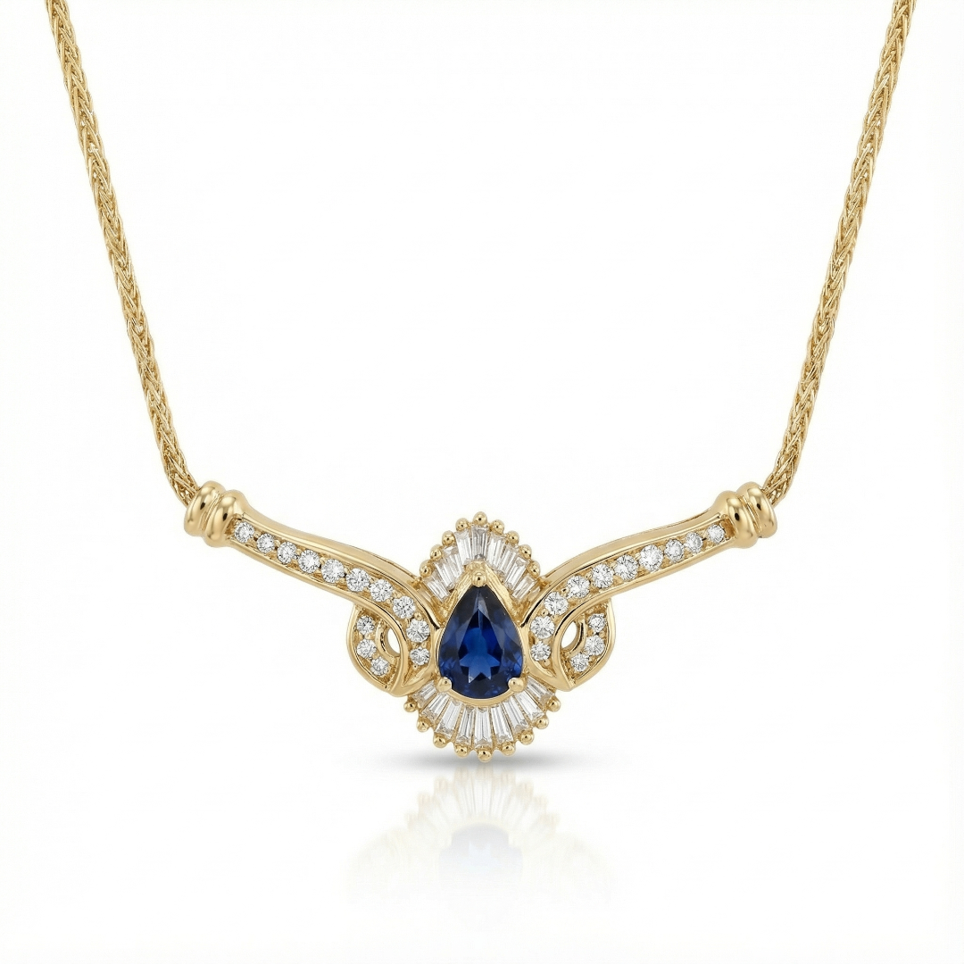 Lourdes Vintage Blue Sapphire Necklace