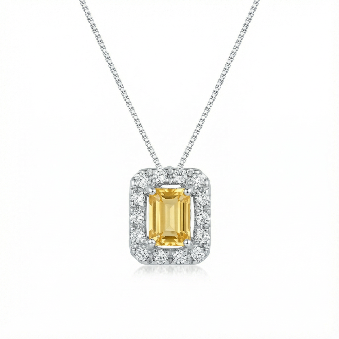 Fathia Rectangular Cubic & Yellow Necklace