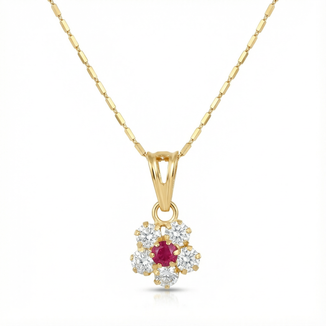 Ghariba Cubic Ruby Floral Necklace