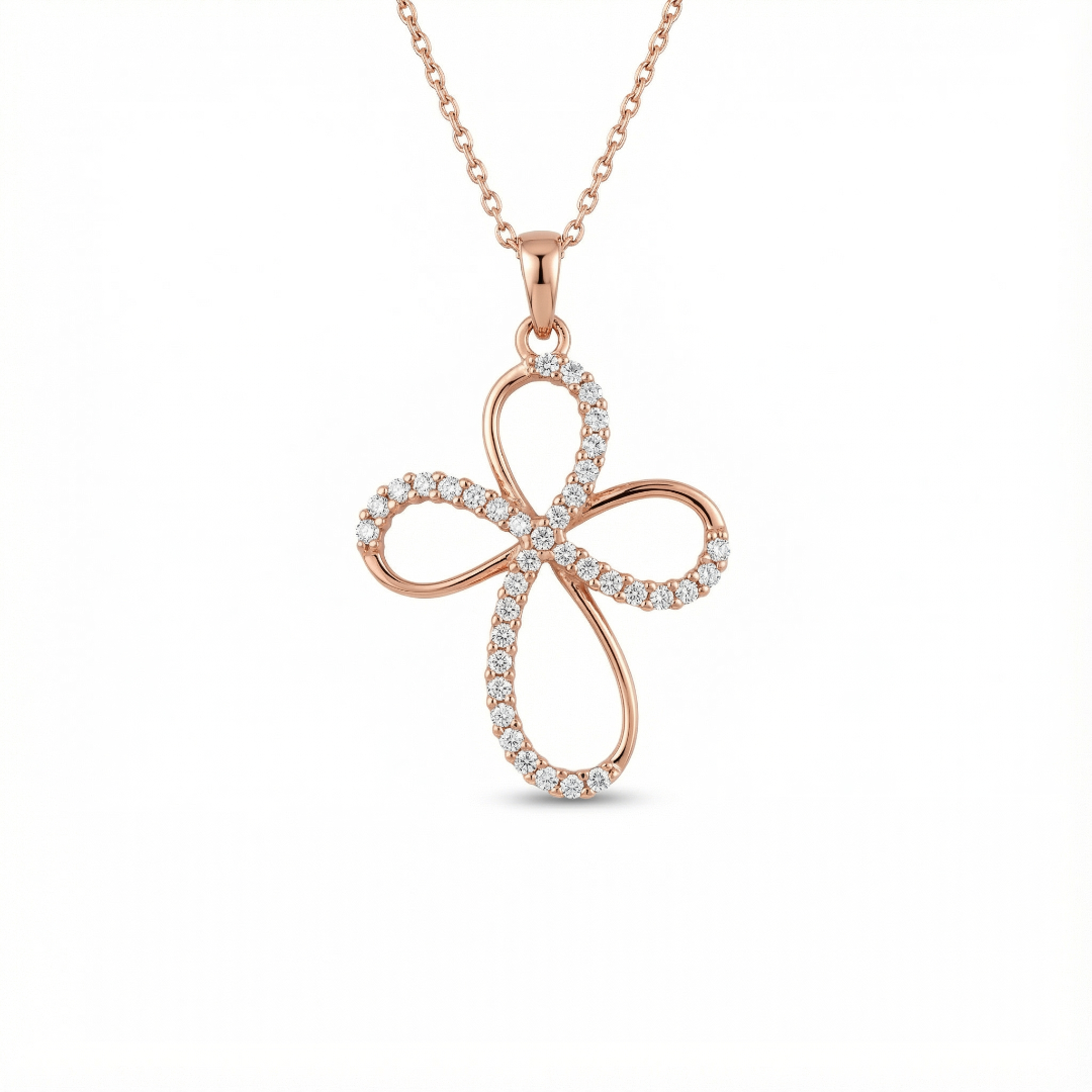 Amera Swirl Cubic Cross Italian Necklace