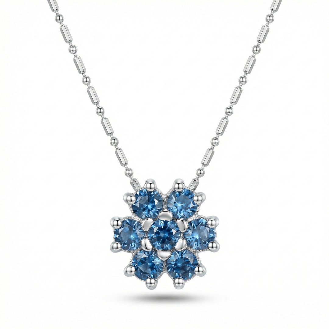 Anuja Floral Aqua Cluster Slide Necklace