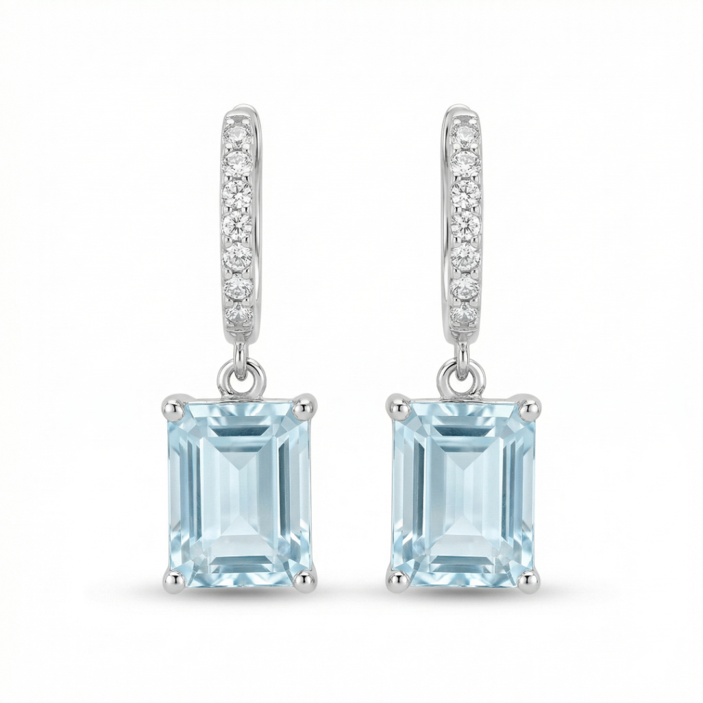 Abby Drop Diamond Aqua Earrings 