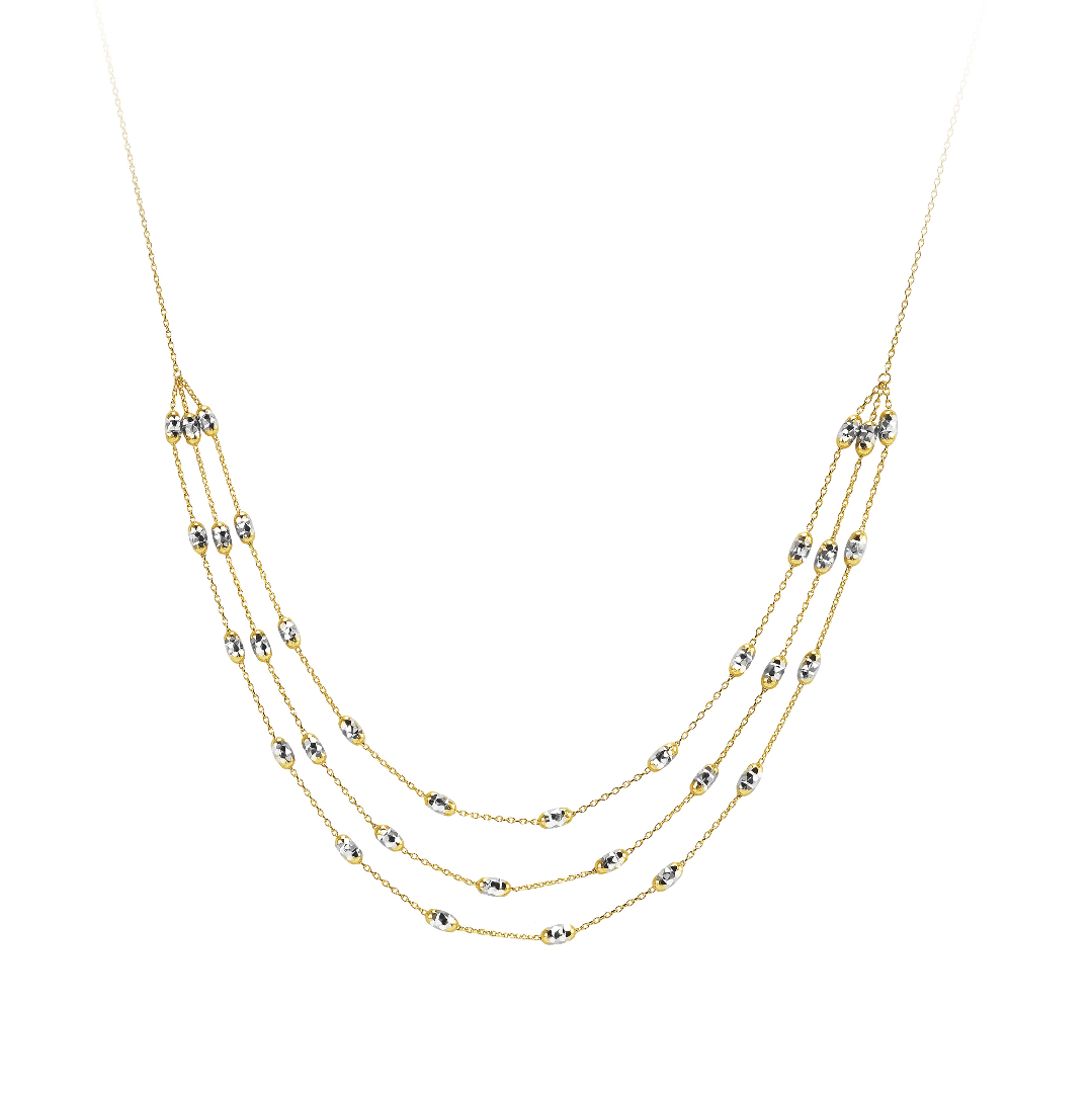 Diamond Cut oval bead Necklace