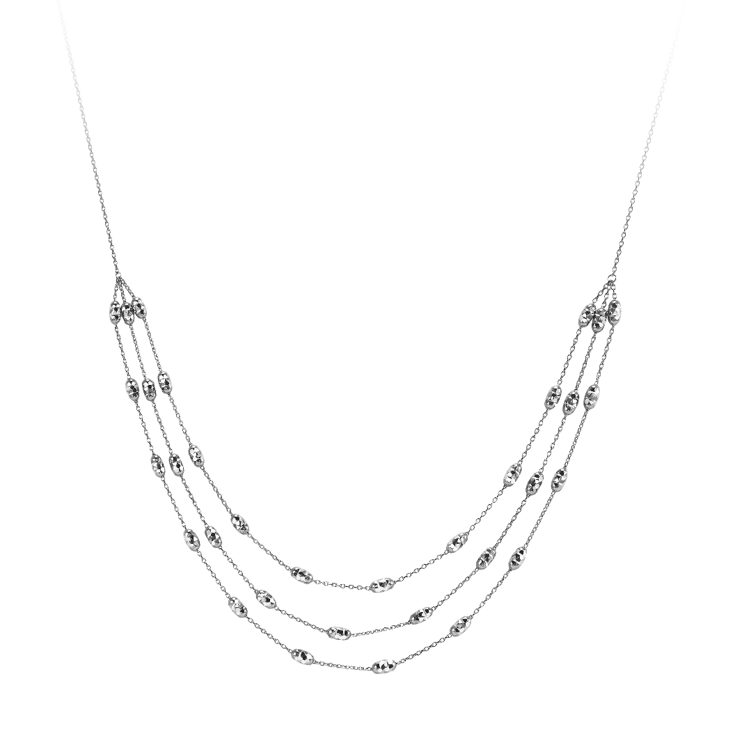 Diamond Cut oval bead Necklace