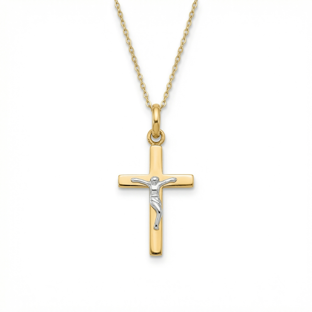Baby Two Tone Jesus Cross Necklace 