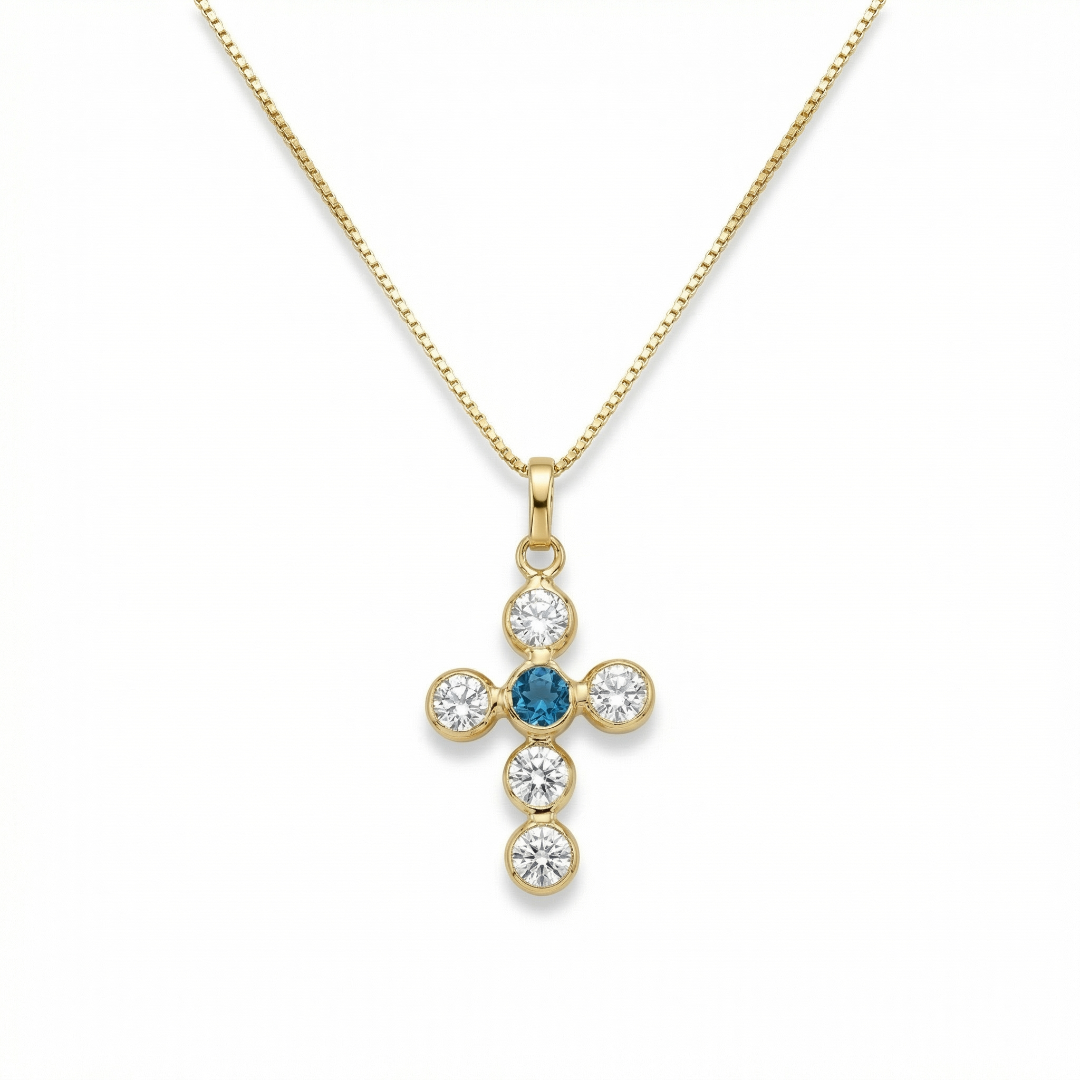 Aqua Round Diamond Necklace