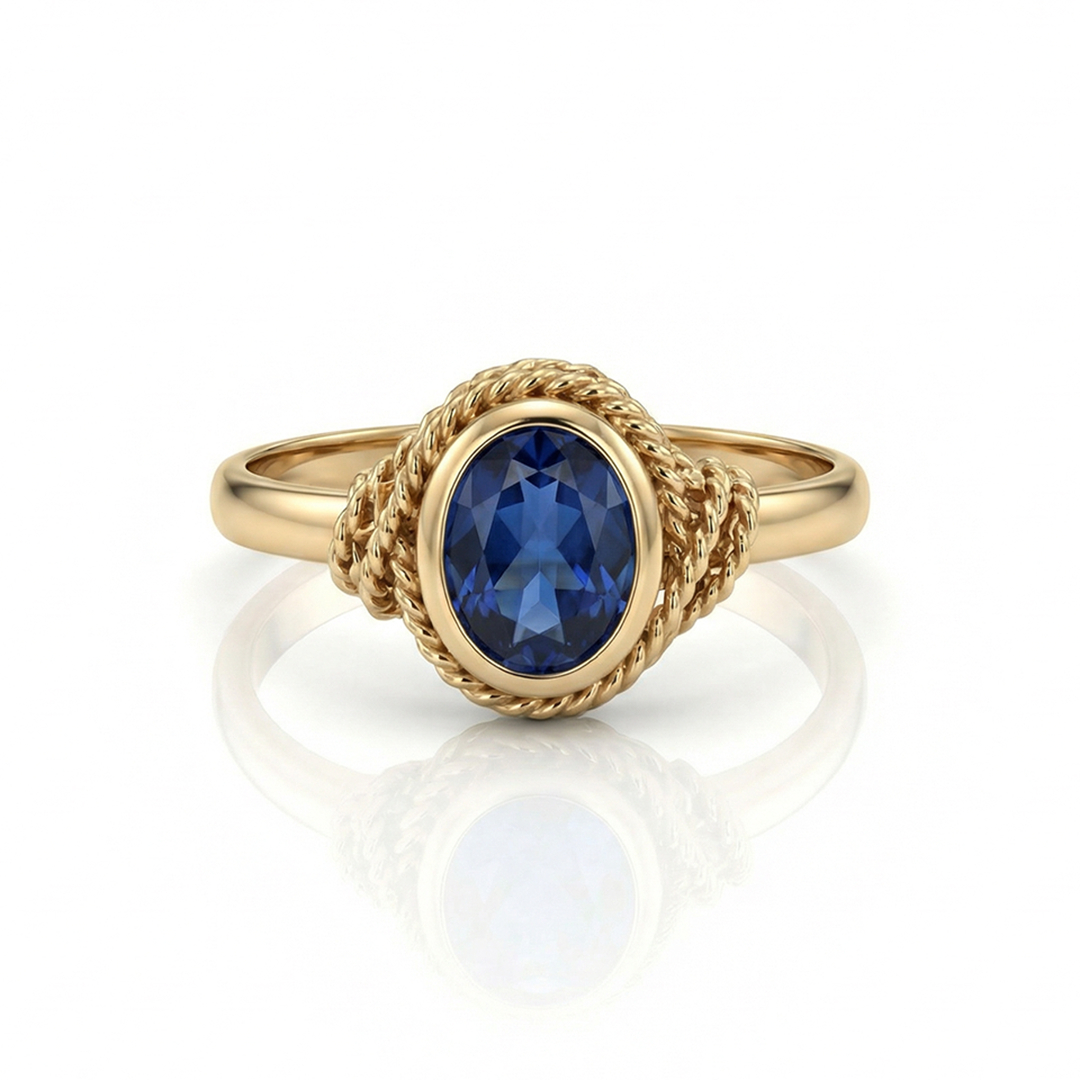 Elvisha Vintage Oval Blue Sapphire Ring