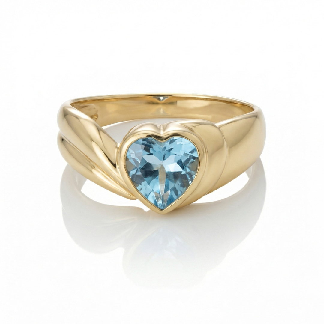 Sarina Aqua Heart Stone Ring