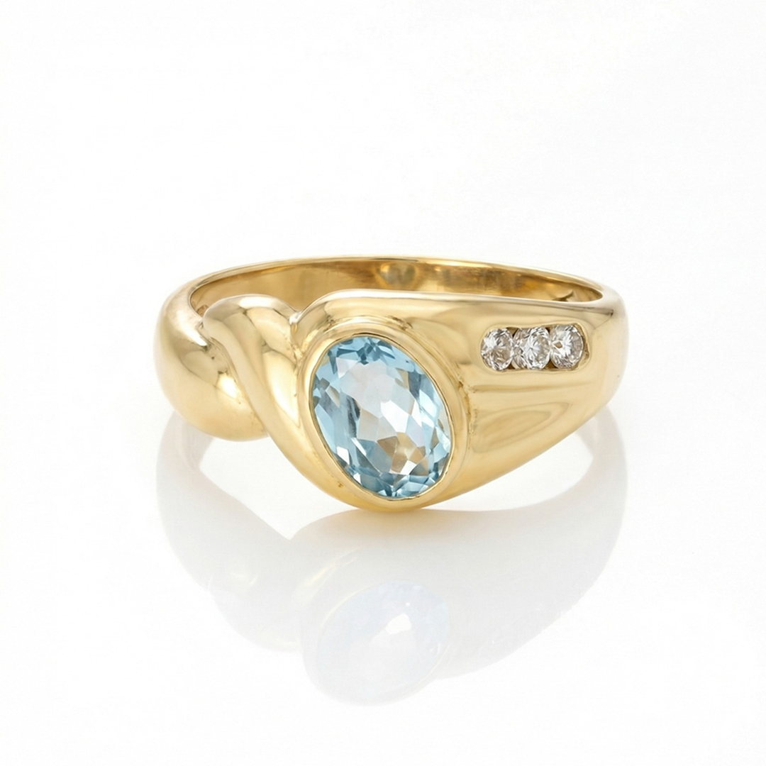 Addolorate Tempa Aqua Cubic Oval Ring