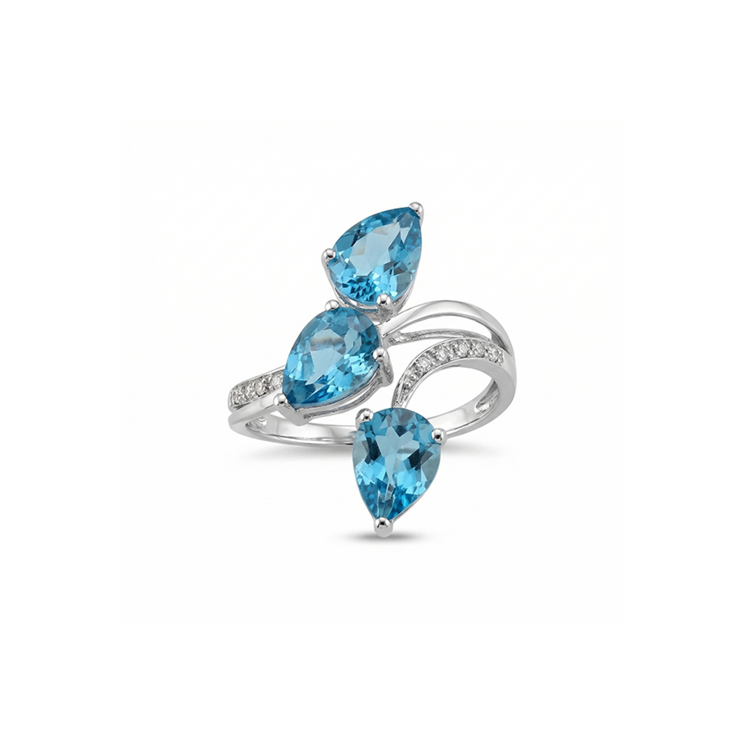 Umaya Triple Pear Blue Topaz Ring
