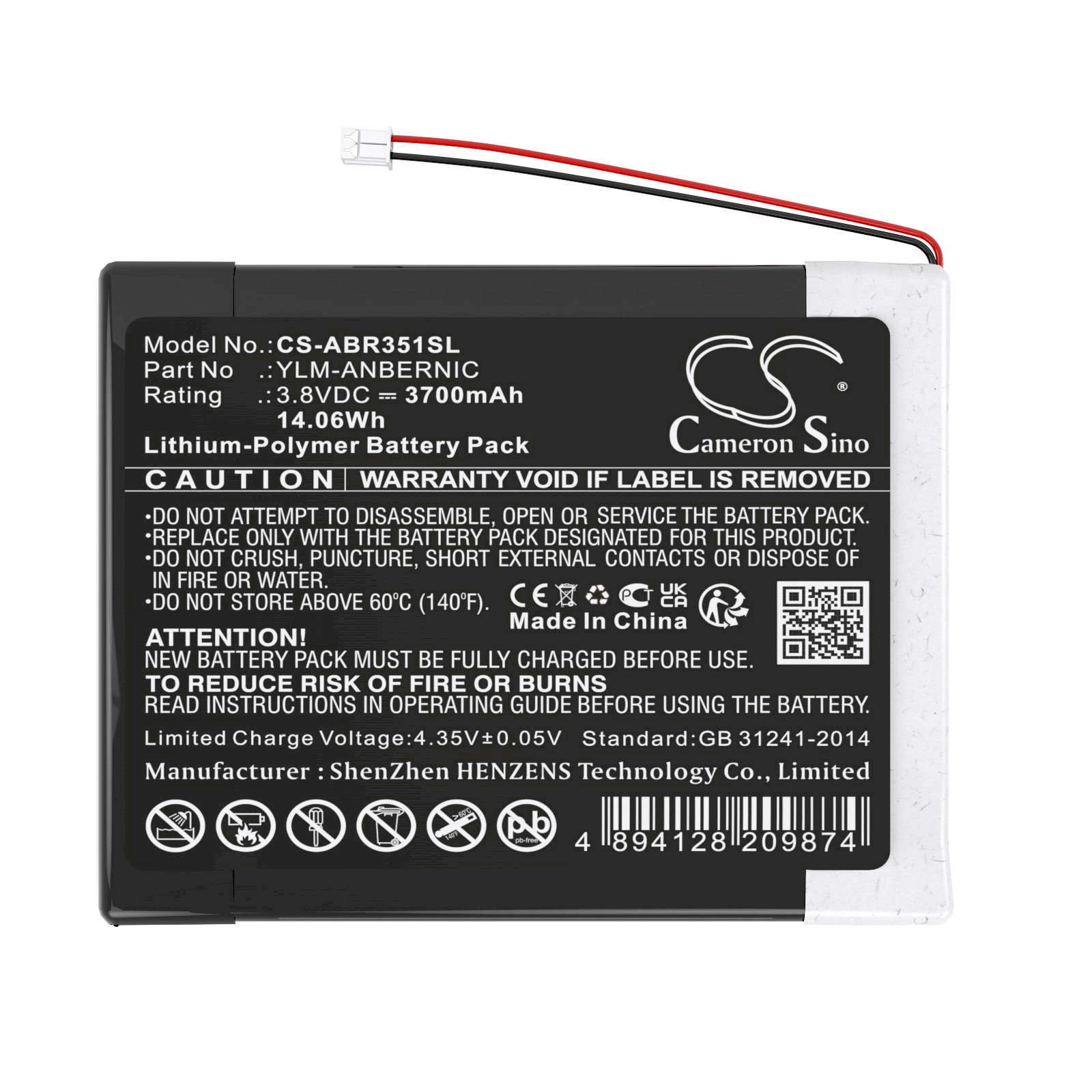 CS-ABR351SL-3 Anbernic RG35XX Battery (3700mah) YLM-ANBERNIC