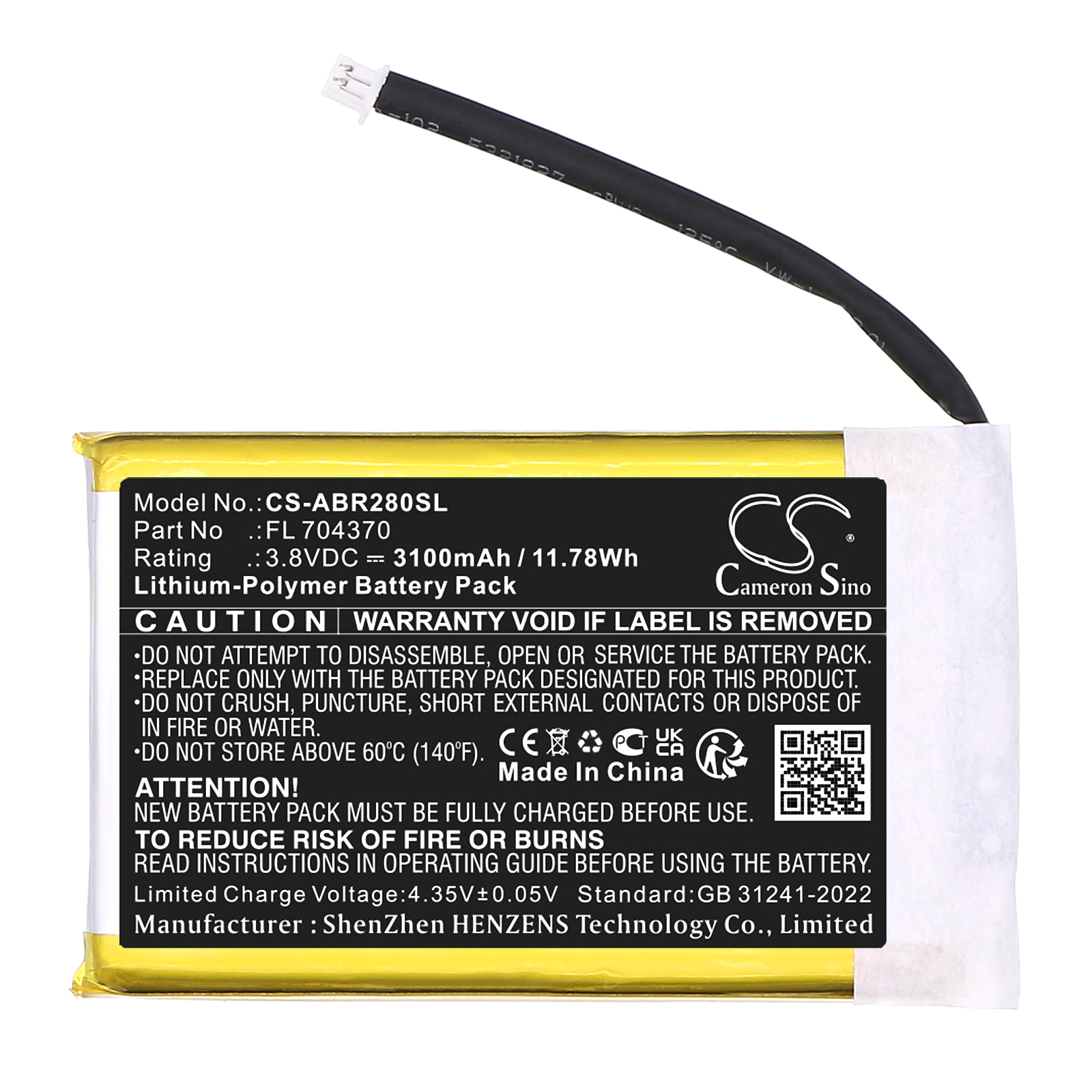 CS-ABR280SL-3 Anbernic Pocket RG28XX Battery (3100mah) FL 704370