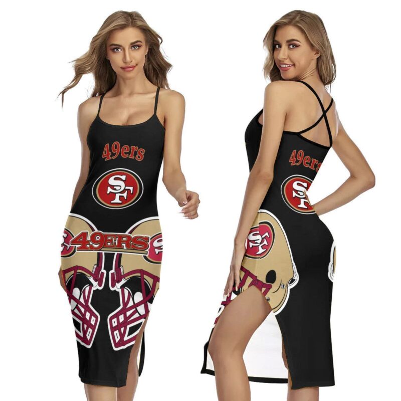 Sportswearmerch San Francisco 49ers NFL Women's Back Cross Cami Dress For Fan - Sportswearmerch