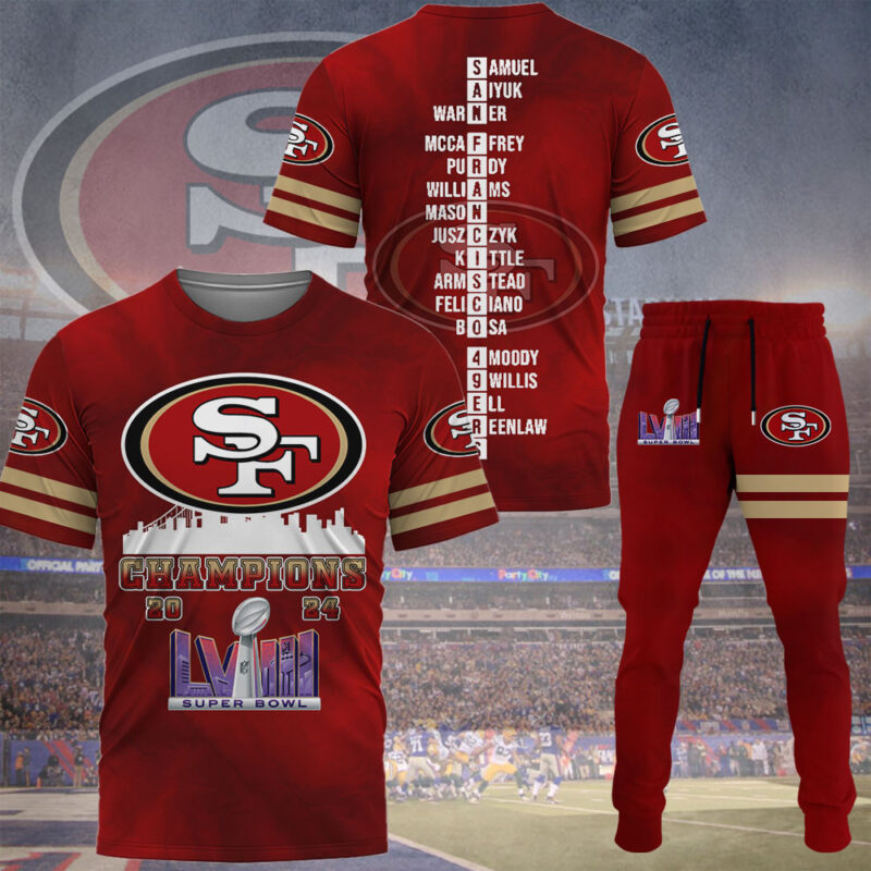 SF 49Ers Combo Hoodie And Long Pants Tshirt Superbowl Champions 2024 Gifts For Fans - Sportswearmerch