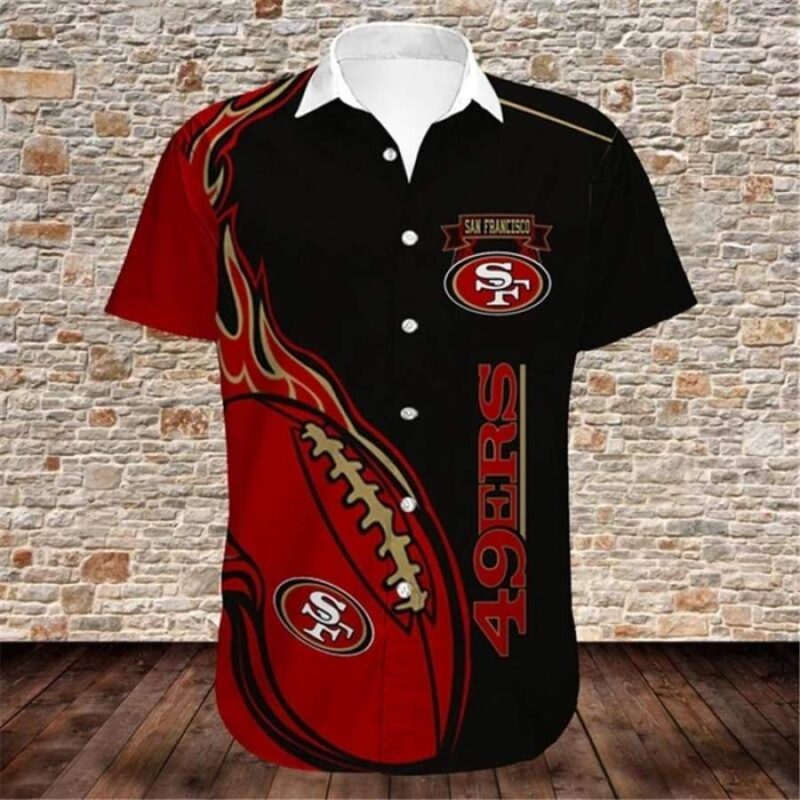 Men's San Francisco 49ers Shirts Fireball Button Short Sleeve