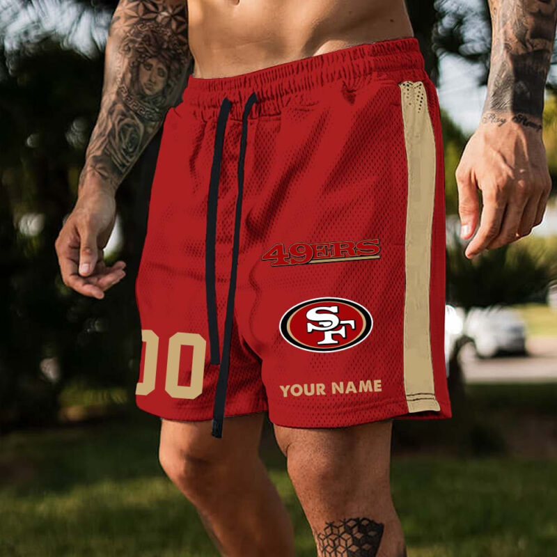 Sportswearmerch San Francisco 49ers NFL New Personalized Name And Number Short Pants For Fans - Sportswearmerch