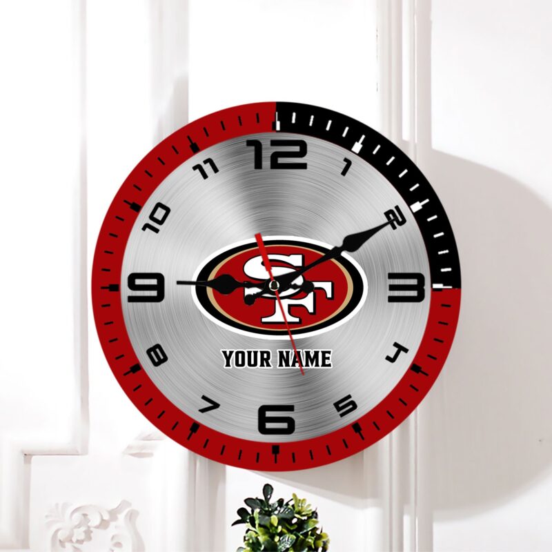 San Francisco 49ers NFL Personalized Round Wall Clock For Home Gifts For Fans - Sportswearmerch