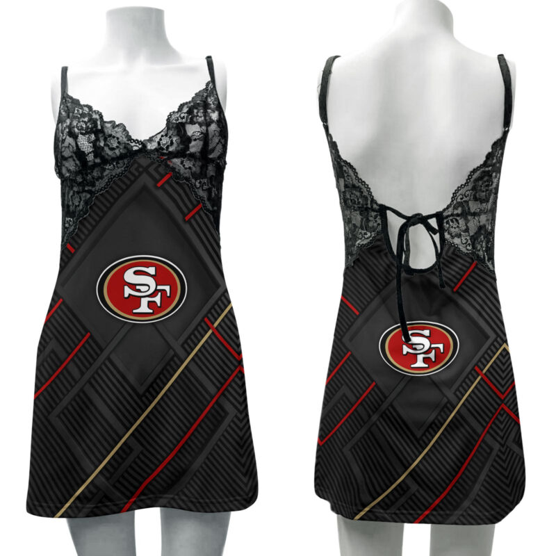 Sportswearmerch San Francisco 49ers NFL Lace Back Strap Slip Dress For Fan - Sportswearmerch
