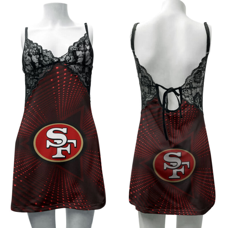Sportswearmerch San Francisco 49ers NFL Lace Back Strap Slip Dress For Fan - Sportswearmerch