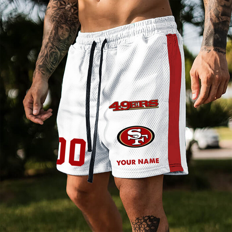Sportswearmerch San Francisco 49ers NFL Personalized Name And Number Short Pants Gifts For Fans - Sportswearmerch