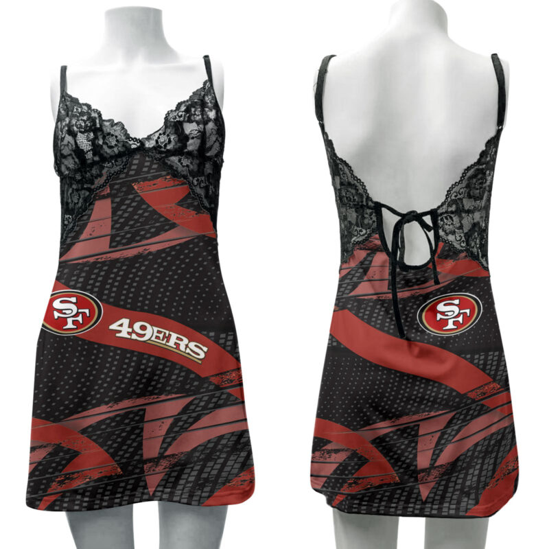 Sportswearmerch San Francisco 49ers NFL Lace Back Strap Slip Dress For Fan - Sportswearmerch