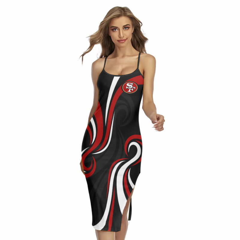 Sportswearmerch San Francisco 49ers NFL Women's Back Cross Cami Dress For Fan - Sportswearmerch